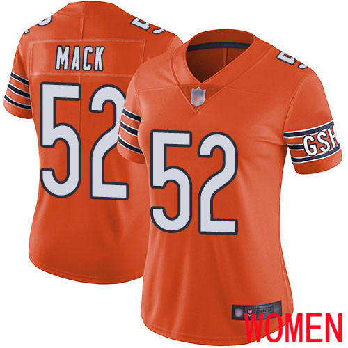 Chicago Bears Limited Orange Women Khalil Mack Alternate Jersey NFL Football #52 Vapor Untouchable